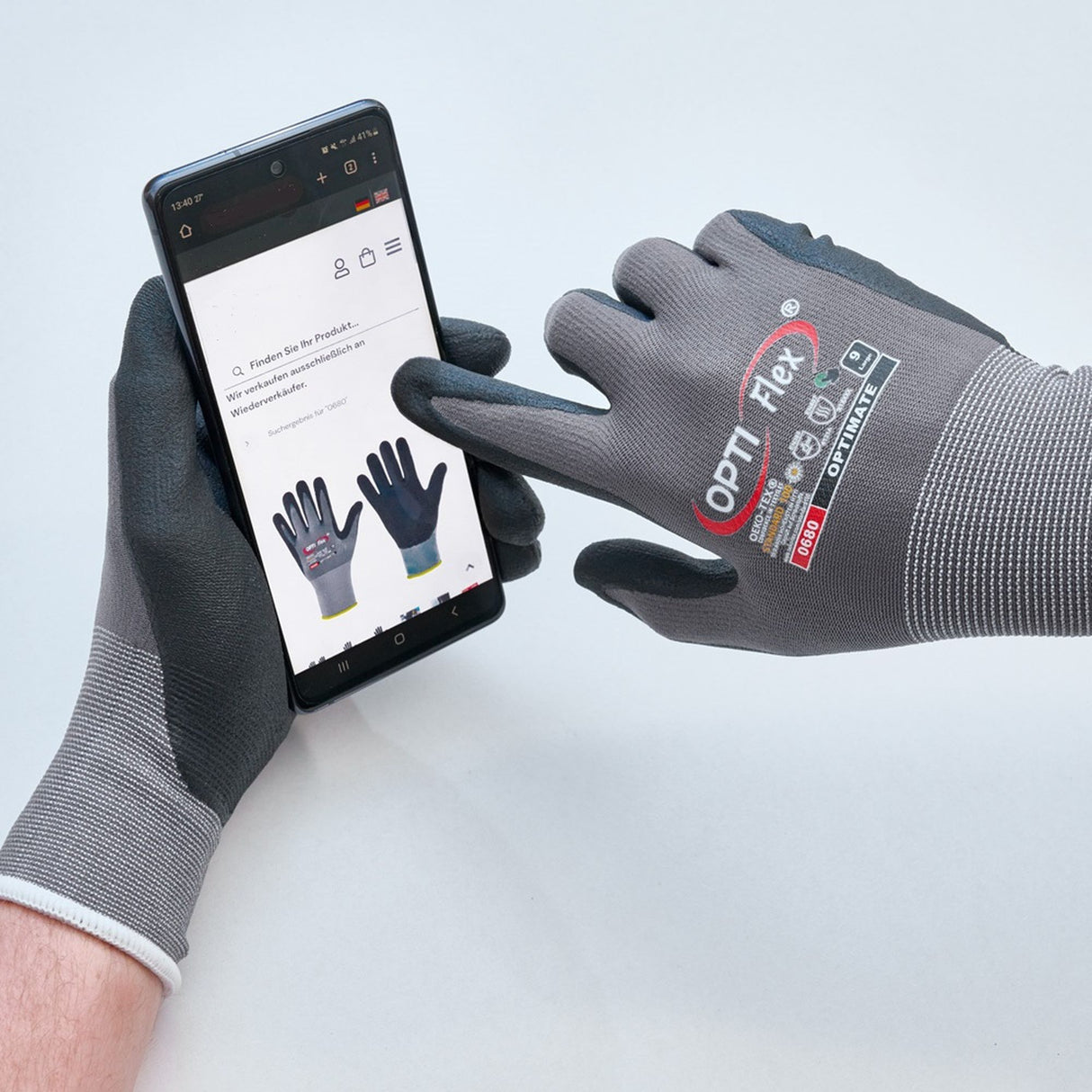 1-24 Paar OPTI FLEX grau Nitril-Handschuhe