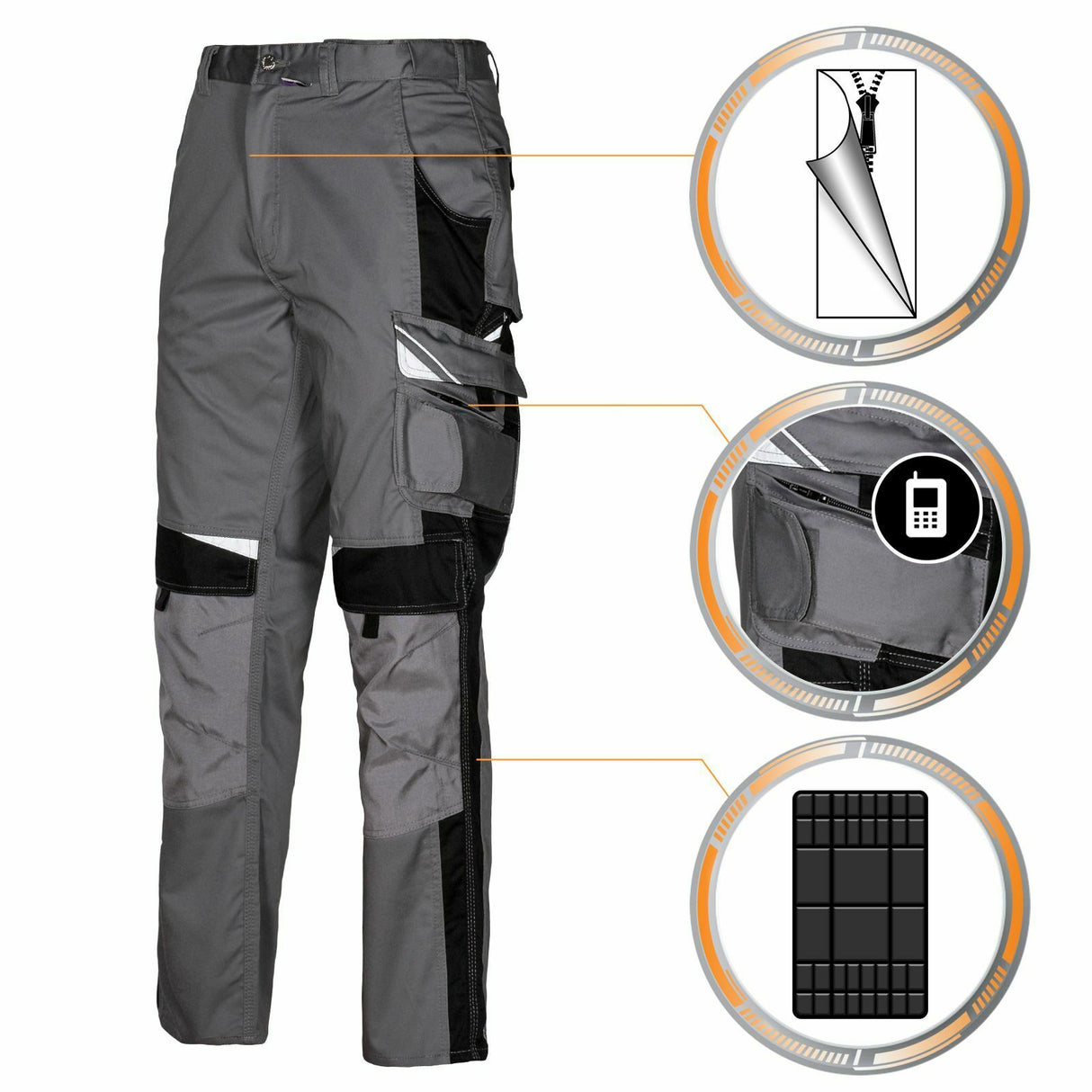 Arbeitshose-Berufshose-Bundhose-Arbeitskleidung-Bestwork-grau-details-front-pka