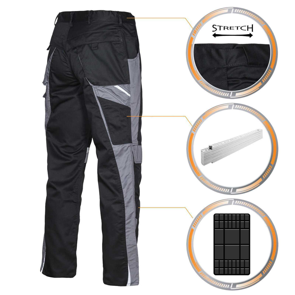 Arbeitshose-Berufshose-Bundhose-Arbeitskleidung-Bestwork-schwarz-details-back-pka