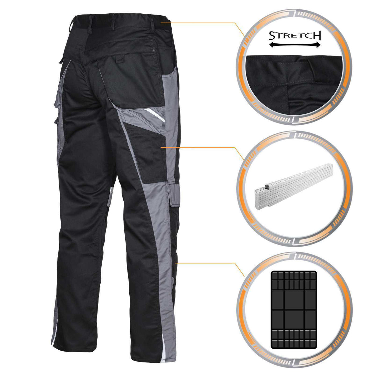 Arbeitshose-Berufshose-Bundhose-Arbeitskleidung-Bestwork-schwarz-details-back-pka