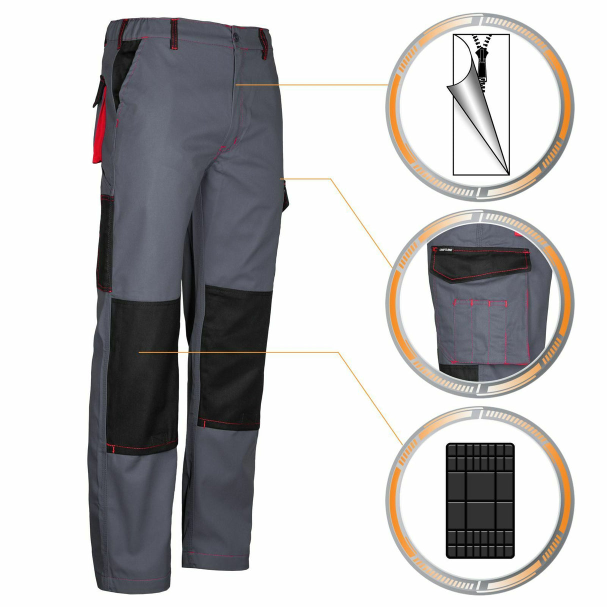 Arbeitshose-Malerhose-Bundhose-Arbeitskleidung-Craftland-grau-front-details-feldtmann