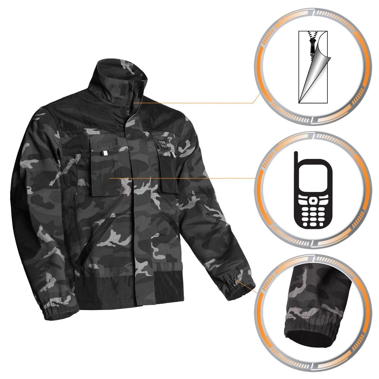 Arbeitsjacke-Berufskleidung-Schutzkleidung-Bestwork-schwarz-grau-camouflage-details-raw-pol
