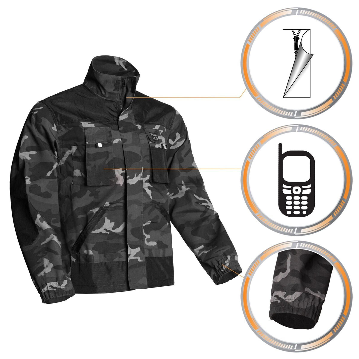 Arbeitsjacke-Berufskleidung-Schutzkleidung-Bestwork-schwarz-grau-camouflage-details-raw-pol