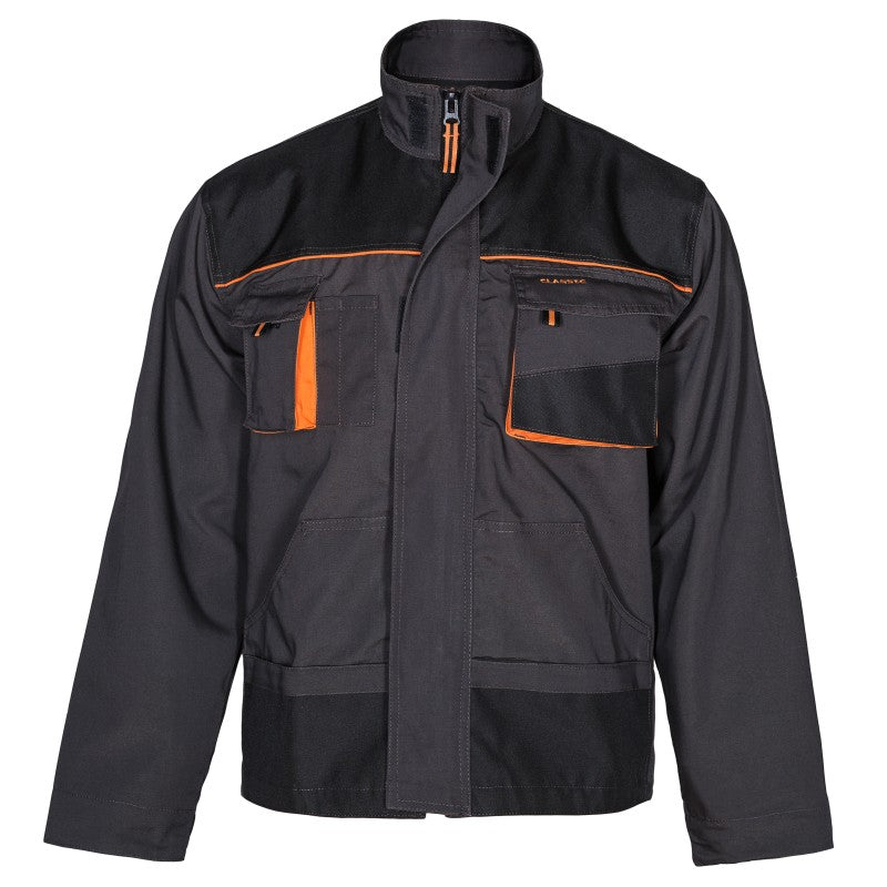 Arbeitskleidung-Classic-Arbeitsjacke-schwarz-orange-front-orig.