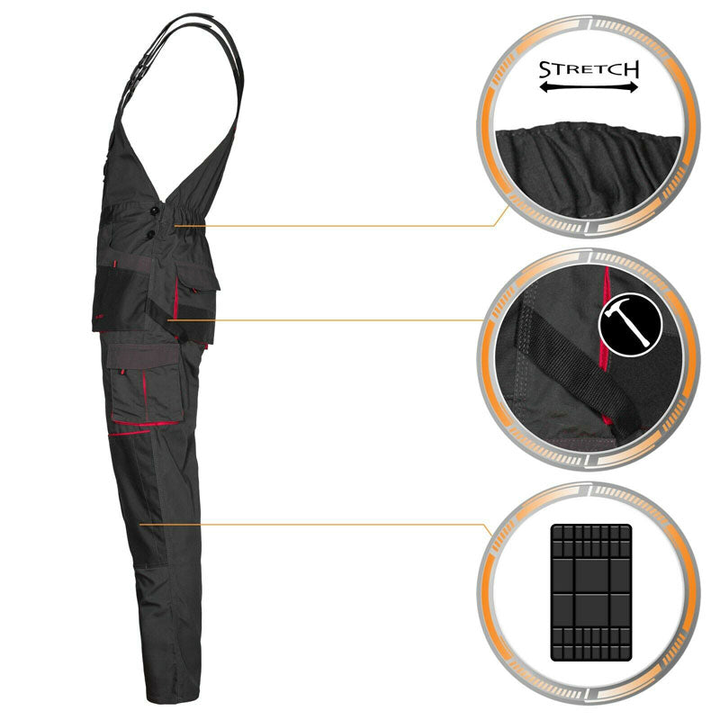 Arbeitskleidung-Classic-Arbeitslatzhose-Berufskleidung-schwarz-rot-details-1-artmas