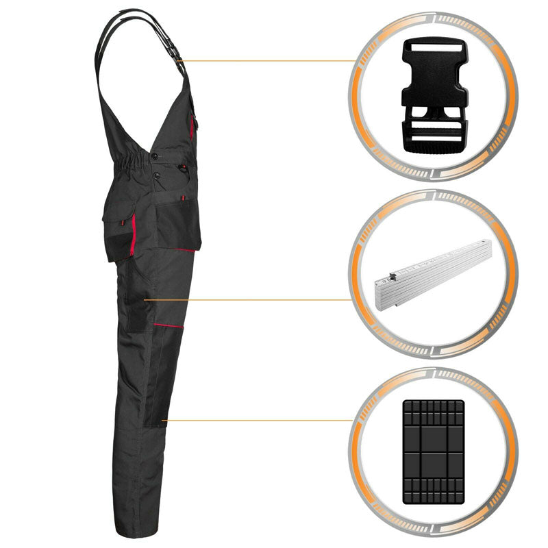 Arbeitskleidung-Classic-Arbeitslatzhose-Berufskleidung-schwarz-rot-details-2-artmas