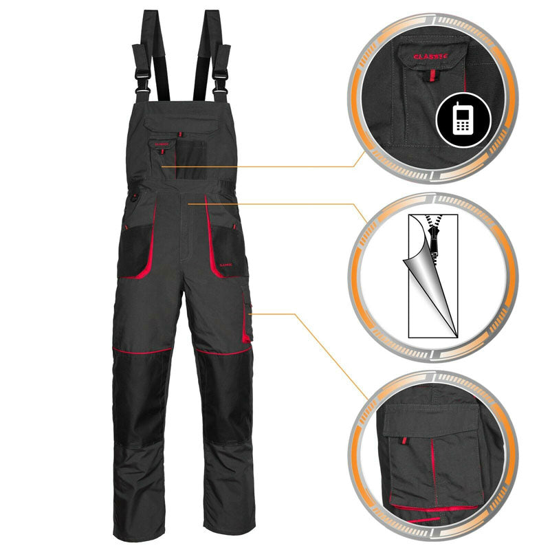 Arbeitskleidung-Classic-Arbeitslatzhose-Berufskleidung-schwarz-rot-details-artmas