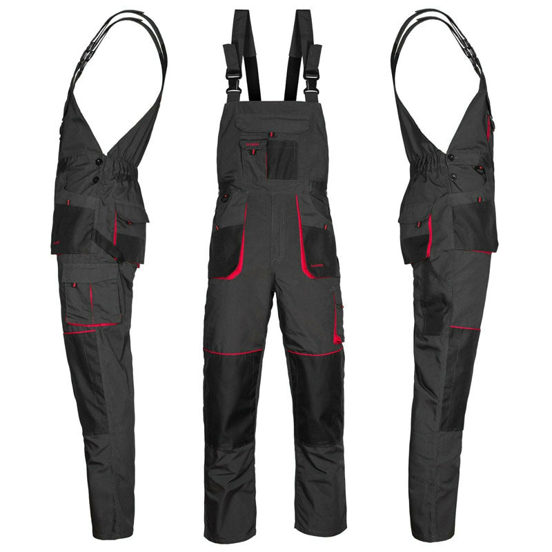 Arbeitskleidung-Classic-Arbeitslatzhose-Berufskleidung-schwarz-rot-overview-artmas
