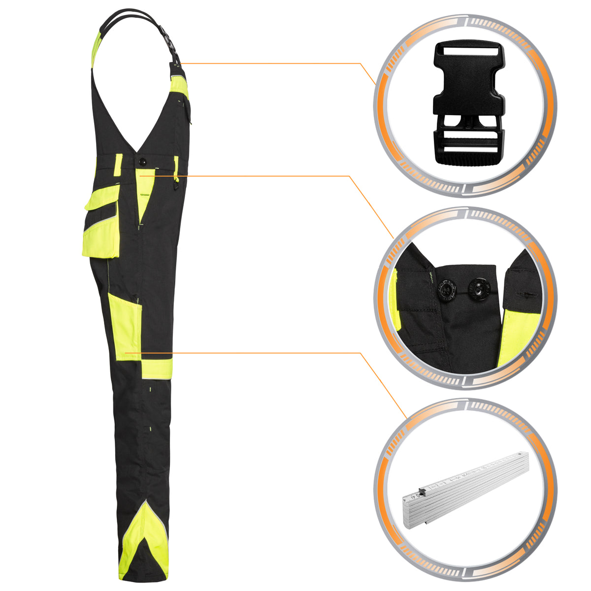 Arbeitskleidung-Classic-VIS-Latzhose-schwarz-gelb-details-1-artmas