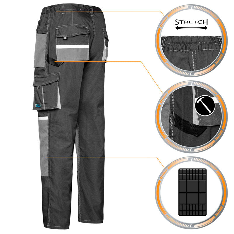 Arbeitskleidung-Euroclassic-Arbeitshose-grau-schwarz-reflex-details-2