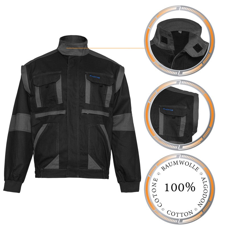 Arbeitskleidung-ProCotton-Arbeitsjacke-Baumwolle-schwarz-grau