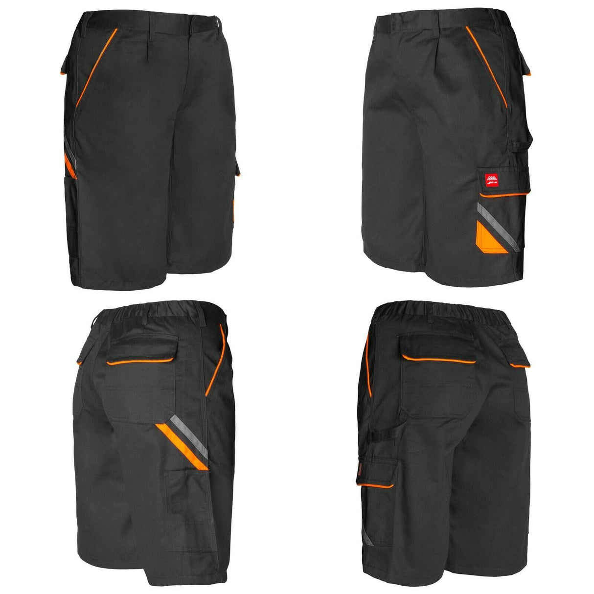 Arbeitskleidung-Professional-Shorts-schwarz-orange-collage-artmas