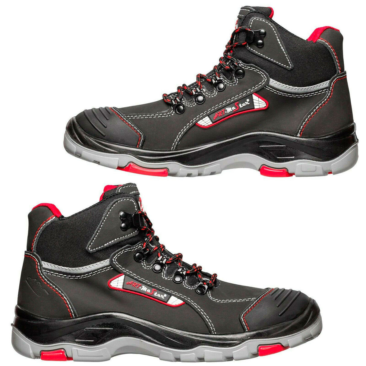 Arbeitsschuhe-Stiefel-Sicherheitsschuhe-S3-schwarz-rot-BTNred-Artmas-