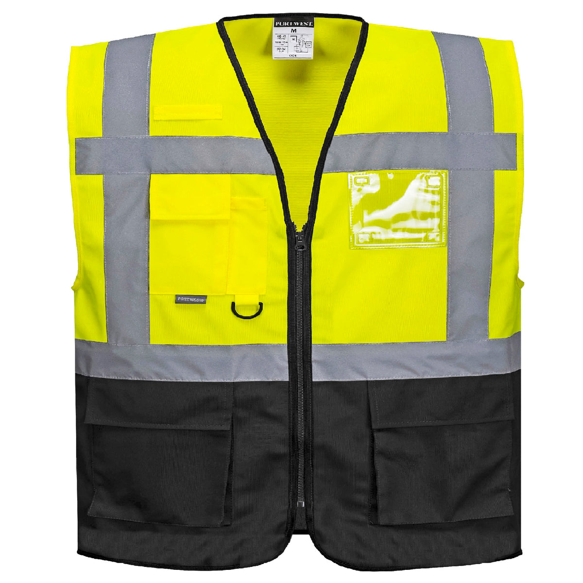 Warnweste-Weste-Warnschutzweste-Netzweste-gelb-marine-front-portwest