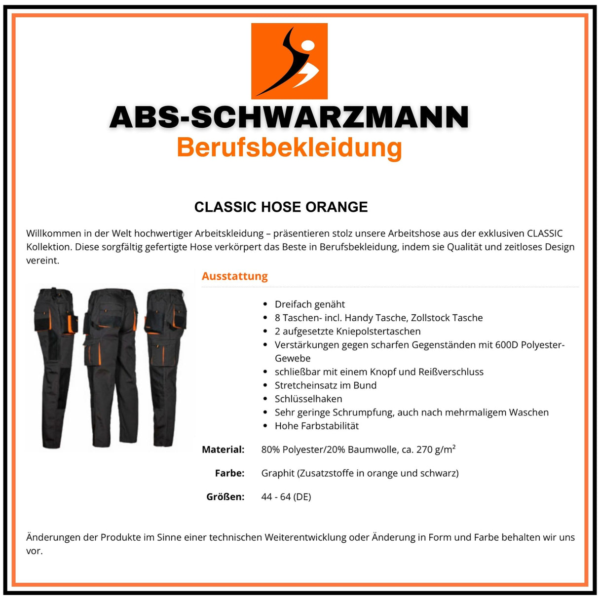 Beschreibung-ClassicHoseorange