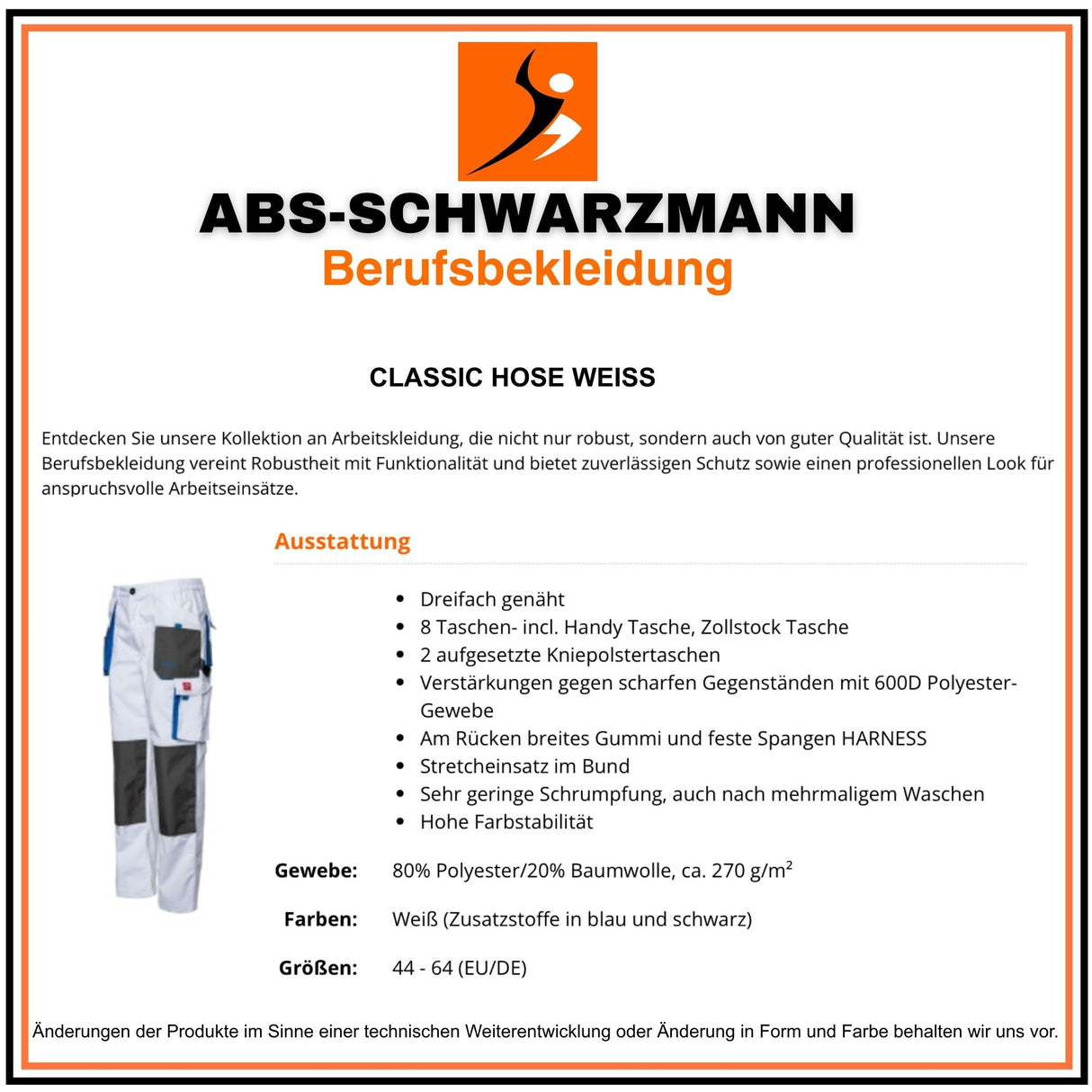 Beschreibung-Classic Hose weiß
