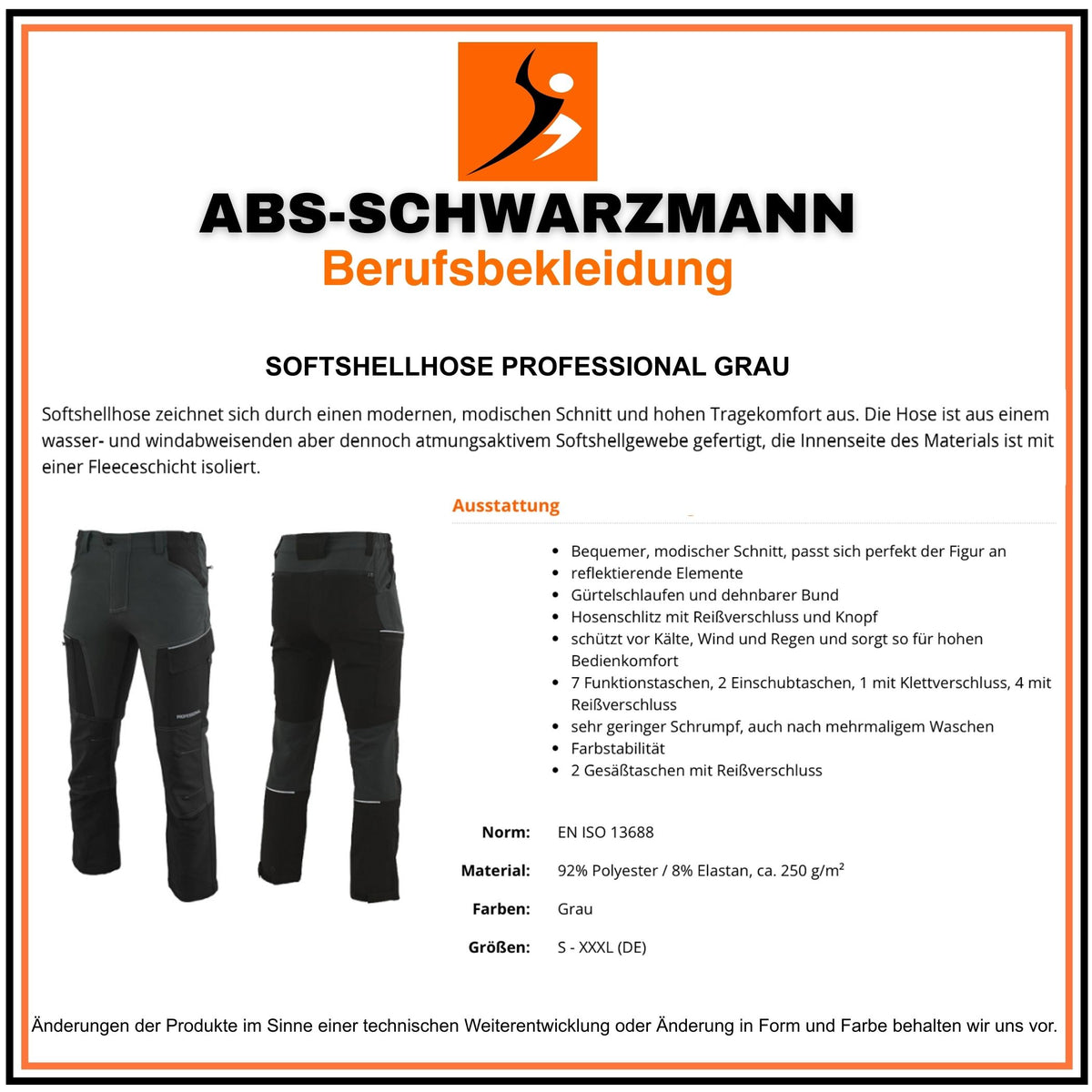 Beschreibung-SoftshellhoseProfessionalgrau