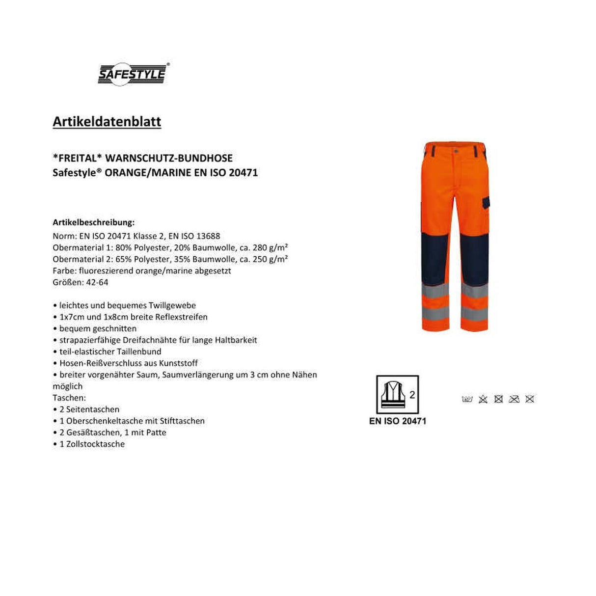 Warnschutz Bundhose Safestyle FREITAL Orange