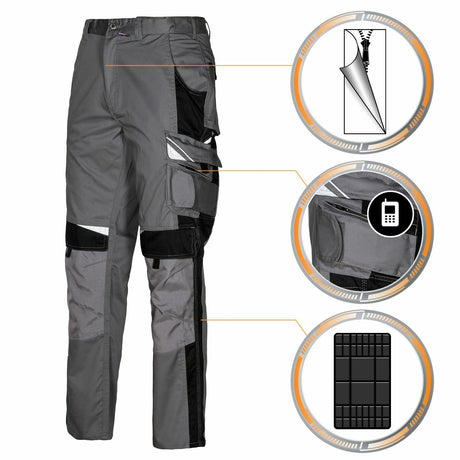 Arbeitshose-Berufshose-Bundhose-Arbeitskleidung-Bestwork-grau-details-front-pka