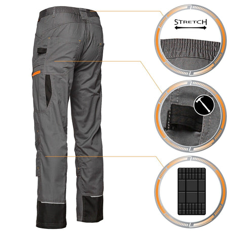 Arbeitshose-Bundhose-Hose-Arbeitskleidung-Texo-grau-details-portwest