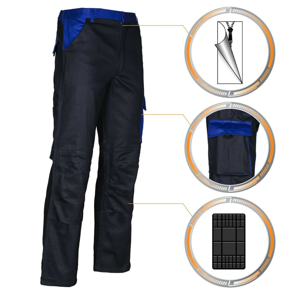 Arbeitshose-Bundhose-Hose-Berufsbekleidung-Profi-blau-details-portwest