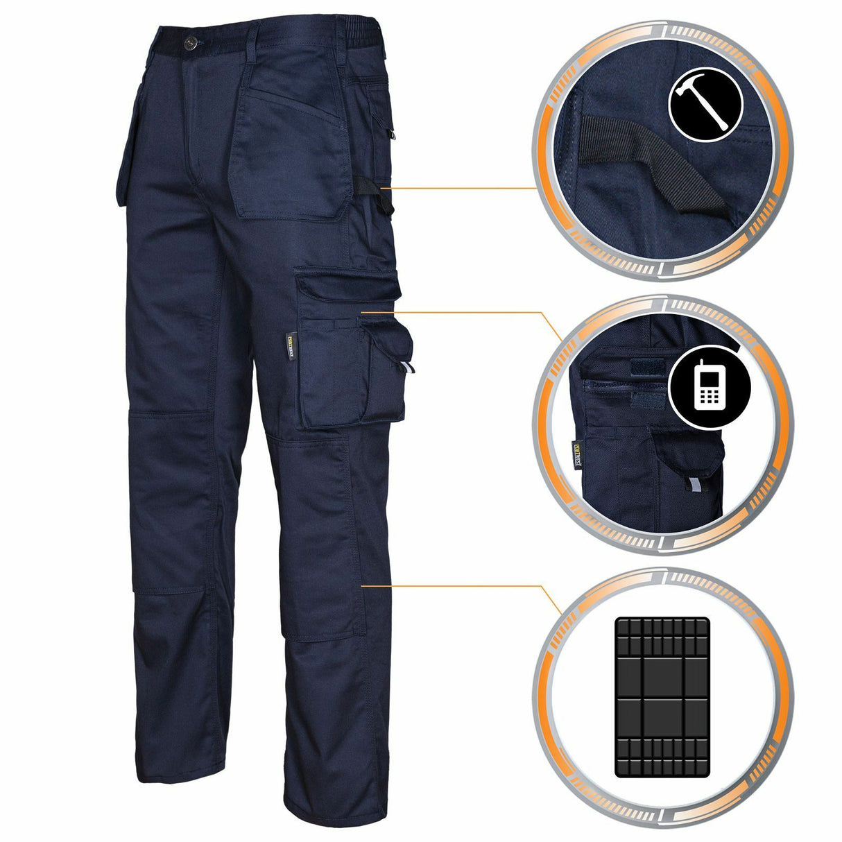 Arbeitshose-Cargohose-Arbeitskleidung-KS15-marine-blau-details-1-portwest