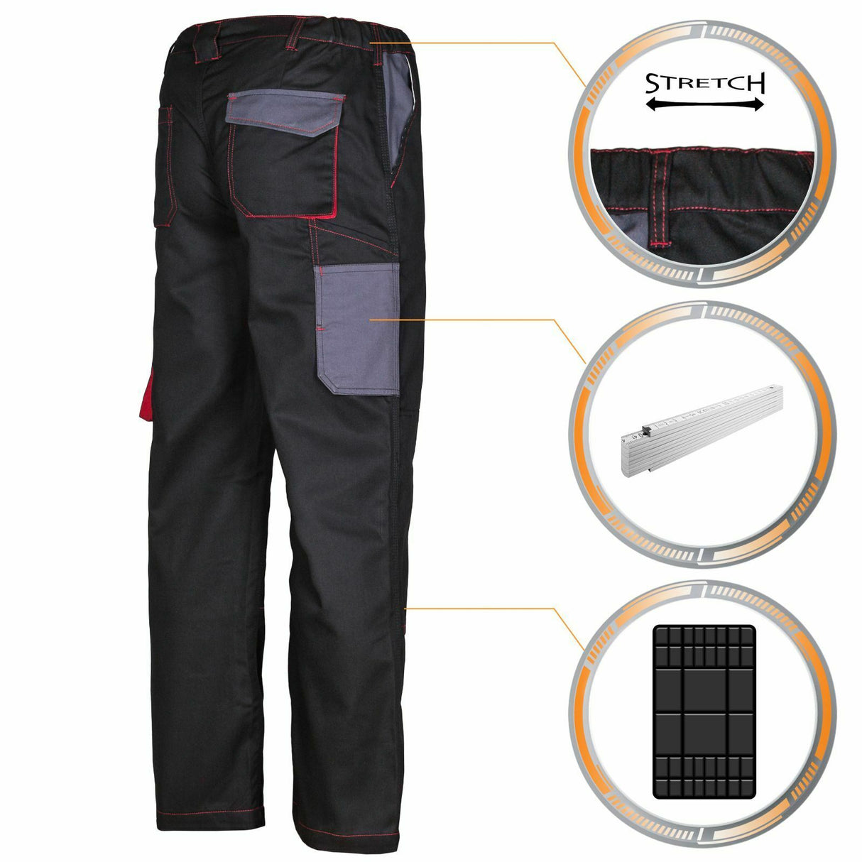 Arbeitshose-Malerhose-Bundhose-Arbeitskleidung-Craftland-schwarz-back-details-feldmann