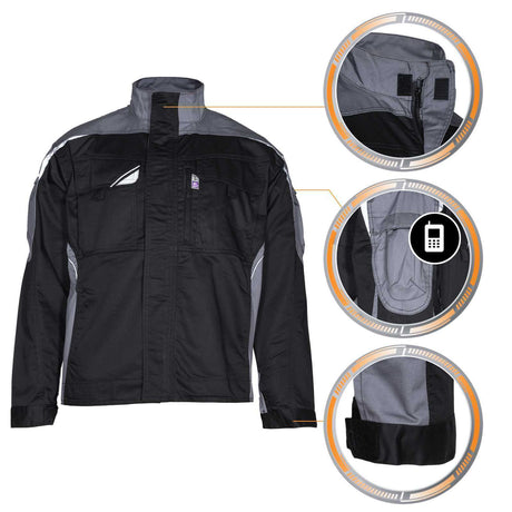 Arbeitsjacke-Berufskleidung-Schutzkleidung-Bestwork-schwarz-grau-details-pka