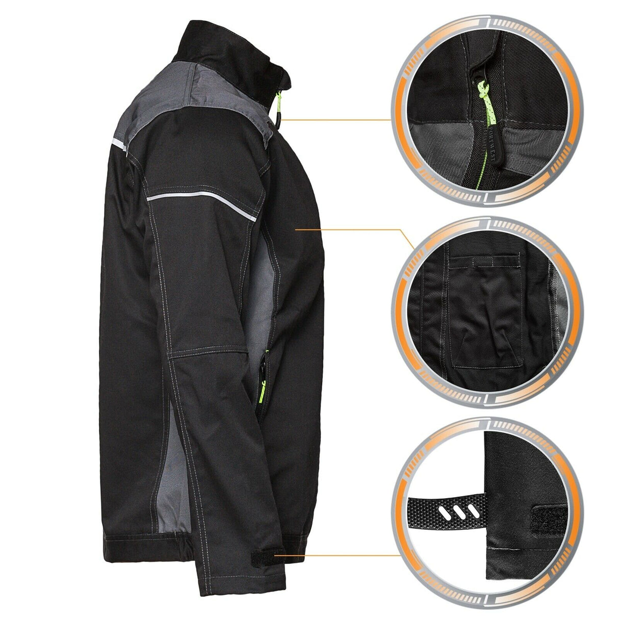 Arbeitsjacke-T603-Berufskleidung-Schutzkleidung-schwarz-details-2-portwest