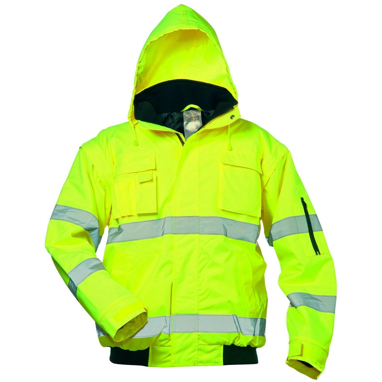 Arbeitsjacke-Warnschutzjacke-Warnjacke-Regenjacke-gelb-front-safestyle