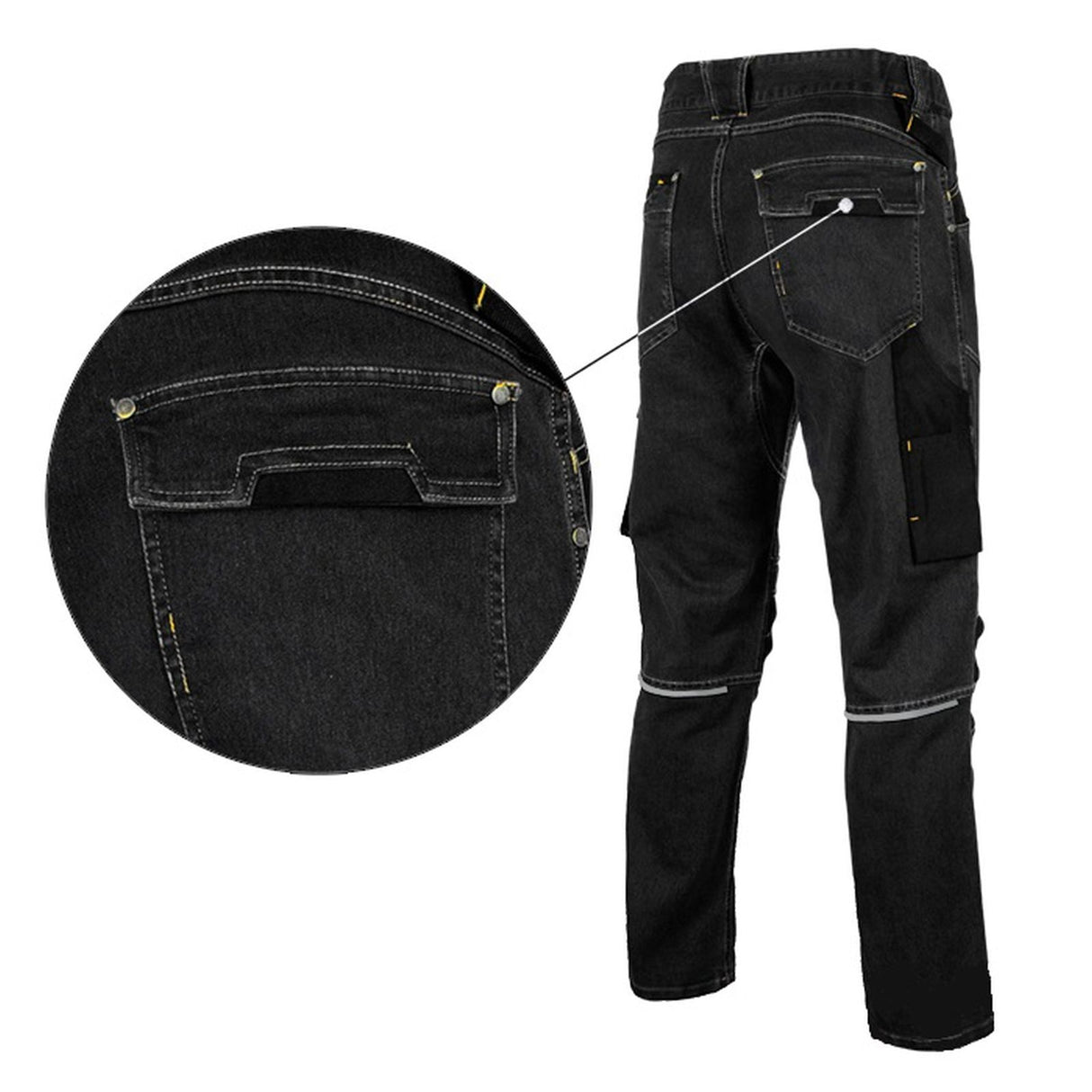 Arbeitskleidung-Arbeitshose-Jeans-Denim-Slim-schwarz-back-details-artmas