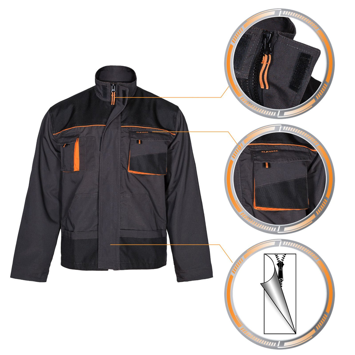 Arbeitskleidung-Classic-Arbeitsjacke-schwarz-orange-details-2-artmas