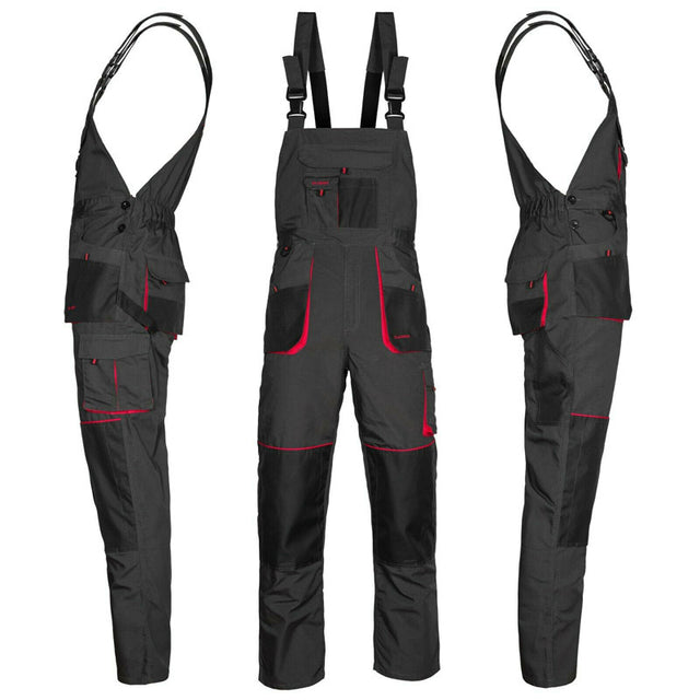 Arbeitskleidung-Classic-Arbeitslatzhose-Berufskleidung-schwarz-rot-overview-artmas