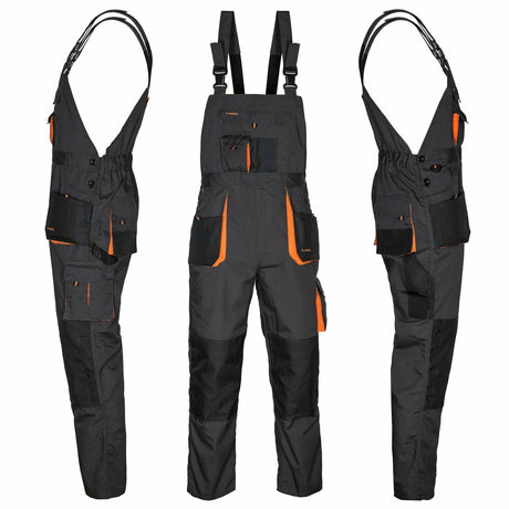 Arbeitskleidung-Classic-Latzhose-schwarz-orange-overview-artmas