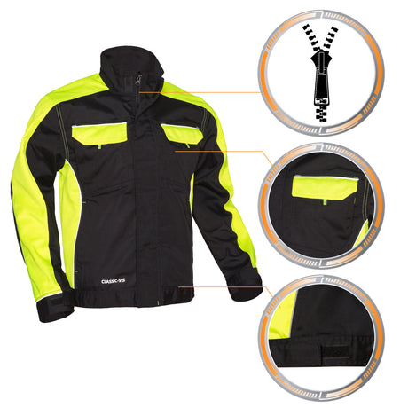 Arbeitskleidung-Classic-VIS-Arbeitsjacke-schwarz-gelb-details-1-artmas