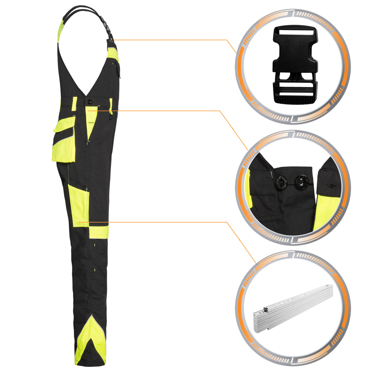 Arbeitskleidung-Classic-VIS-Latzhose-schwarz-gelb-details-1-artmas