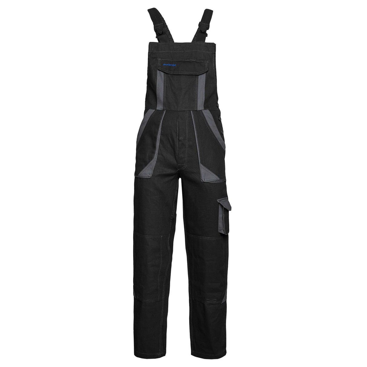 Arbeitskleidung-ProCotton-Latzhose-Baumwolle-schwarz-grau-front-artmas