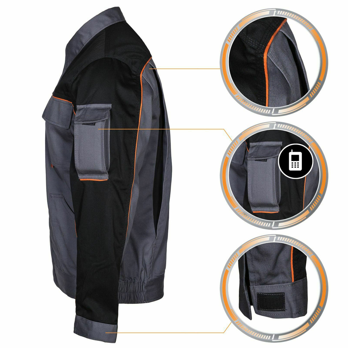 Arbeitskleidung-Professional-Arbeitsjacke-grau-schwarz-orange-details-2-artmas