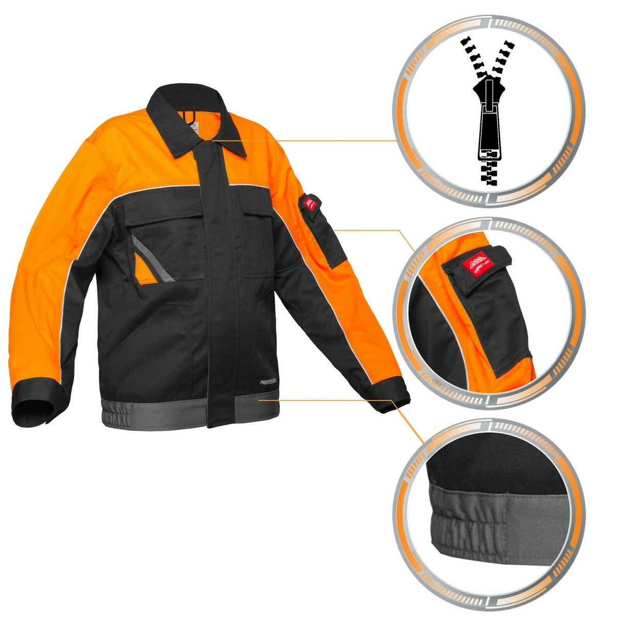 Arbeitskleidung-Professional-Arbeitsjacke-schwarz-orange-details-artmas