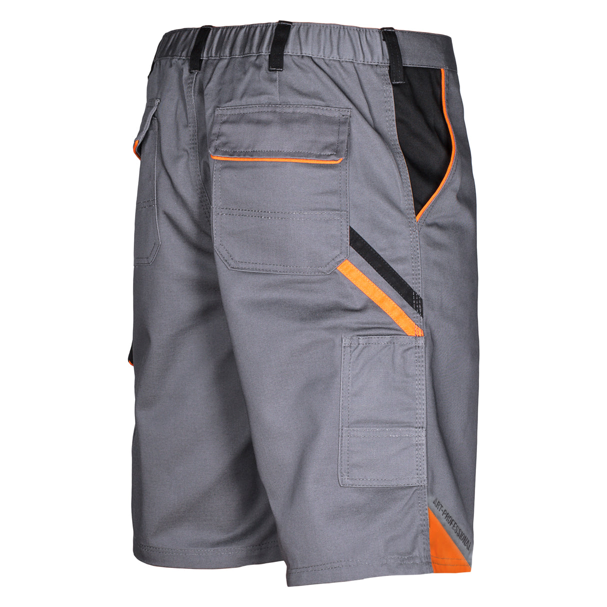 Arbeitskleidung-Professional-Arbeitsshorts-grau-schwarz-orange-back-artmas