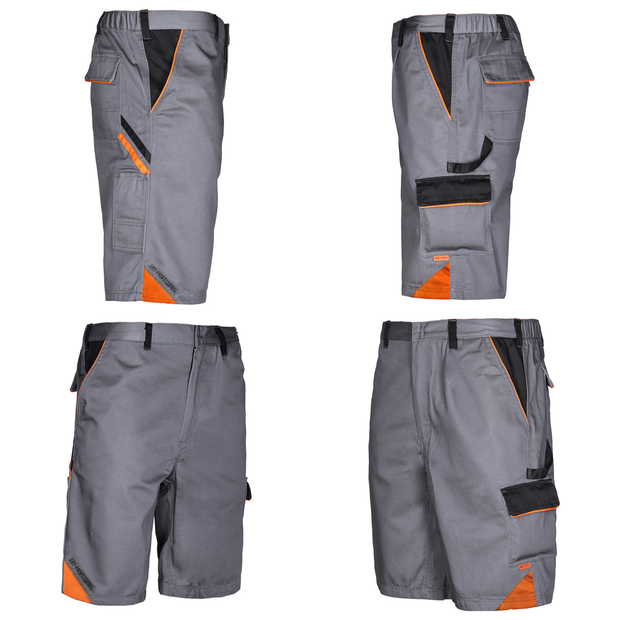 Arbeitskleidung-Professional-Arbeitsshorts-grau-schwarz-orange-collage-artmas