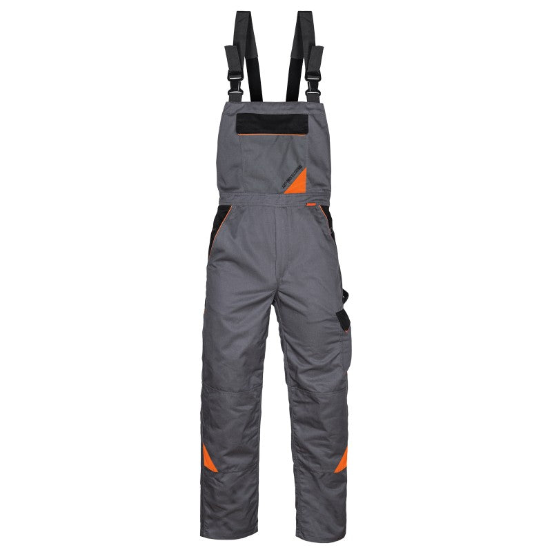 Arbeitskleidung-Professional-Latzhose-grau-schwarz-orange-front-orig.