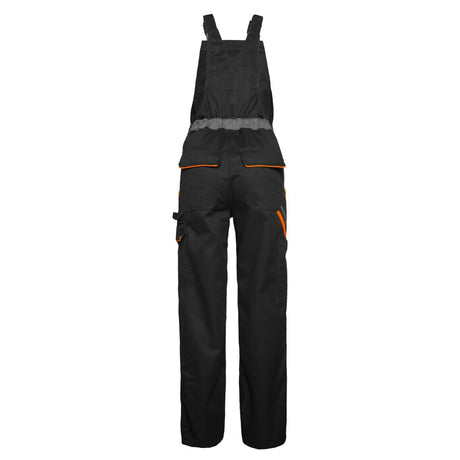Arbeitskleidung-Professional-Latzhose-schwarz-orange-back-artmas