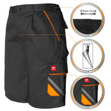 Arbeitskleidung-Professional-Shorts-schwarz-orange-details-artmas
