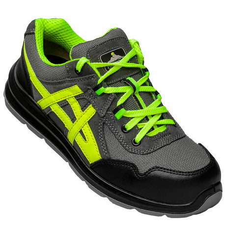 Arbeitsschuhe-S1-sportliche-Sicherheitsschuhe-grau-gruen-gelb-neon-FT50-front-portwest