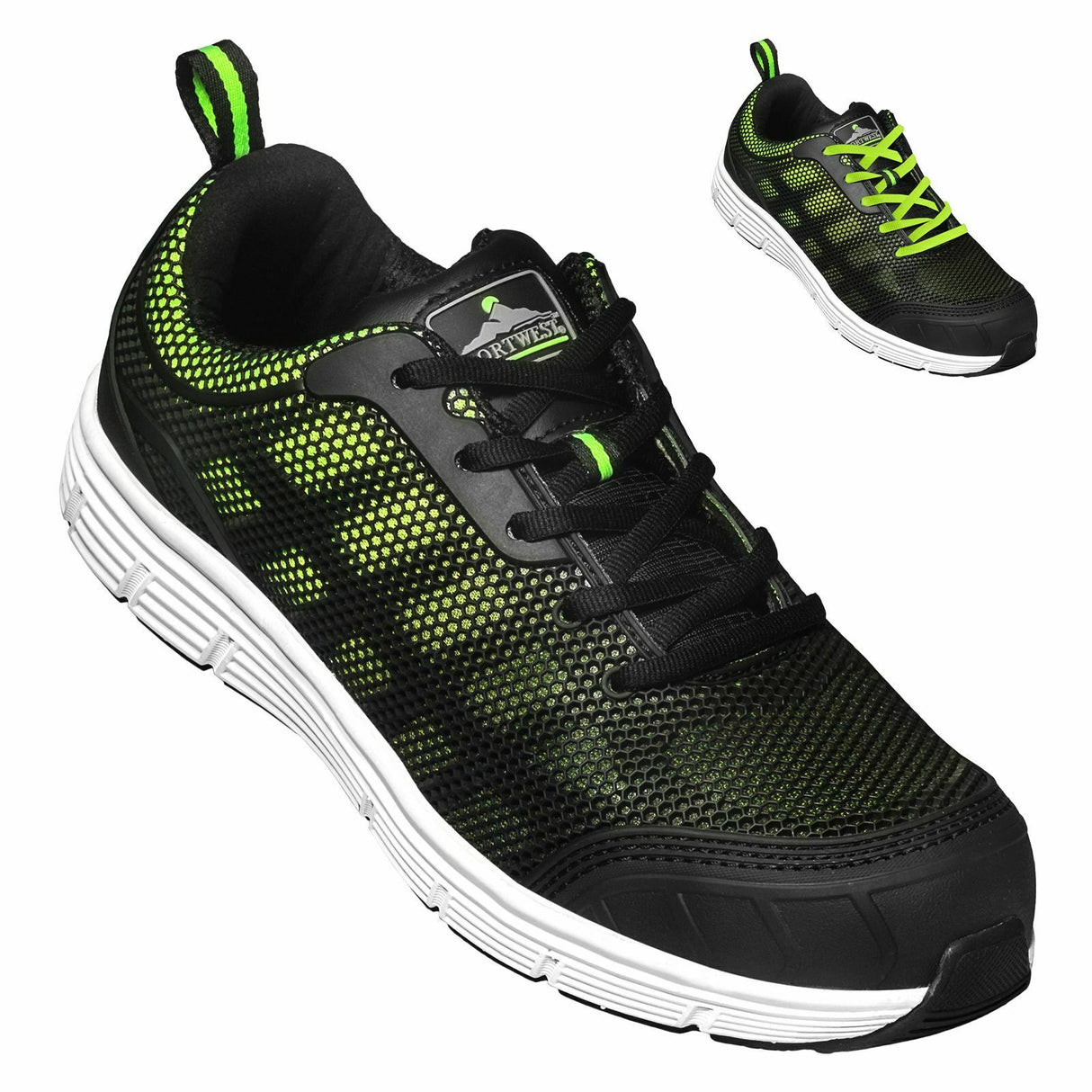 Arbeitsschuhe-Sicherheitsschuhe-Schutzschuhe-Sportliche-Halbschuhe-S1P-gruen-details-portwest