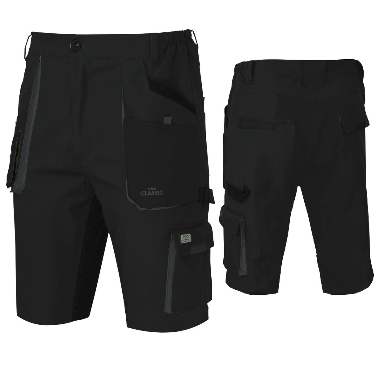 Arbeitsshorts_Slimfit_Shorts_Classic_Stretch_schwarz_set