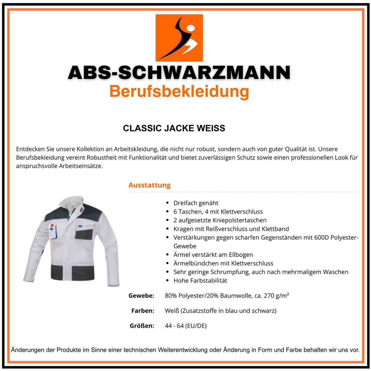 Beschreibung-Classic Jacke weiß